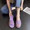 Fashion 2025 Summer Fashion Punk Style Rivet Design Word Slippers New Women's Leisure Wedge Multi-color Plus Size Beach Slippers