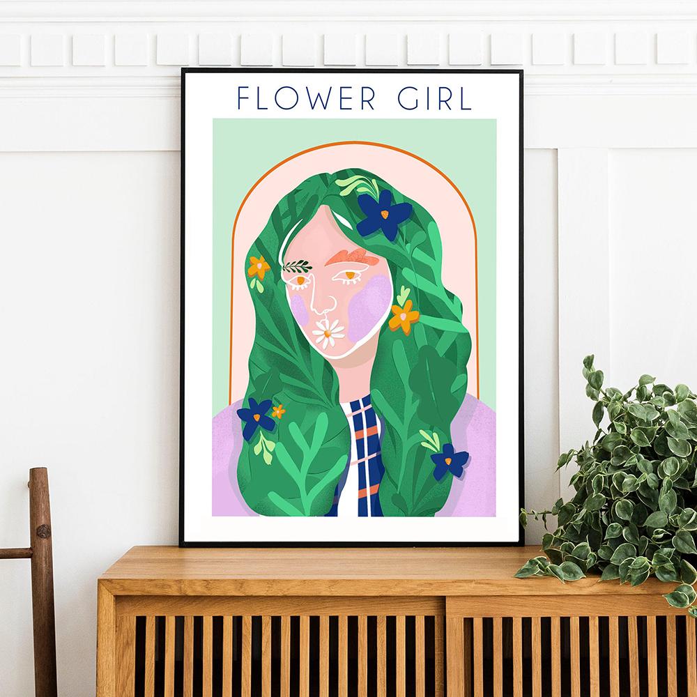 Flower Power Art Prints Matisse Picasso Abstract Floral Girl Canvas Poster Retro Wall Pictures Bedroom Unique Home Decoration