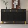 Sideboard mit goldenen Griffen und Beinen, 4 Türen, 4 Schubladen, mit abnehmbarer Laminatplatte, geeignet für Wohn- und Esszimmer, 140*38*82 cm.
