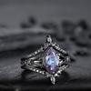 Vintage Black Color Geometry Inlaid with Colored Zircon Women's Ring Fashion Party Engagement Set of Rings Jewelry