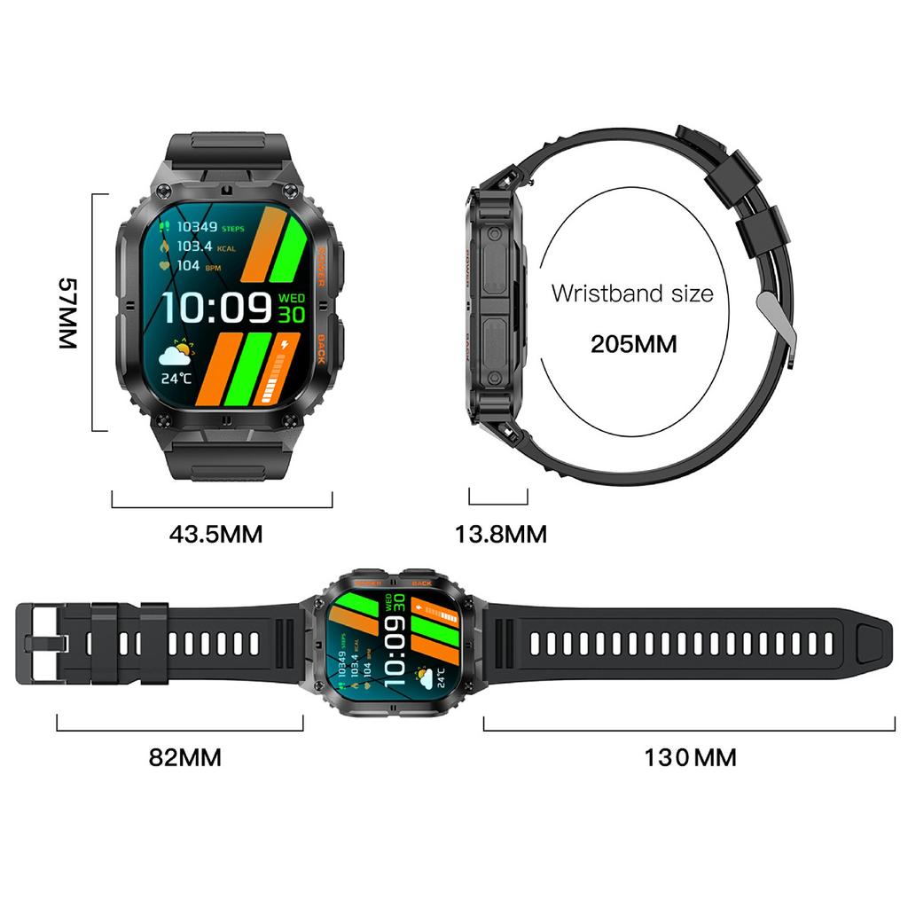 K61Pro 1.96-inch AMOLED Screen Smart Watch Health Monitoring Bluetooth-compatible Call Sports Tracking Watch