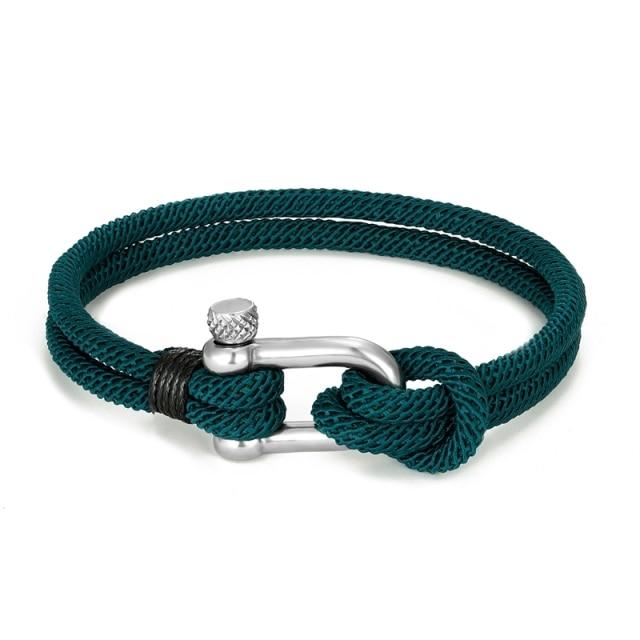 Bracelet de survie en forme de U pour homme et femme, en acier inoxydable noir, avec boucle de sport