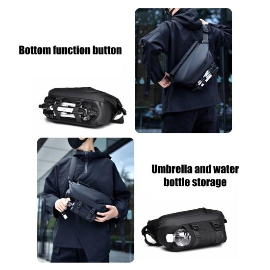 Men Crossbody Bag with Cup Holder Waterproof Chest Bag Magnetic Buckle Sling Bag Shoulder Bag for Commuting Street Travel