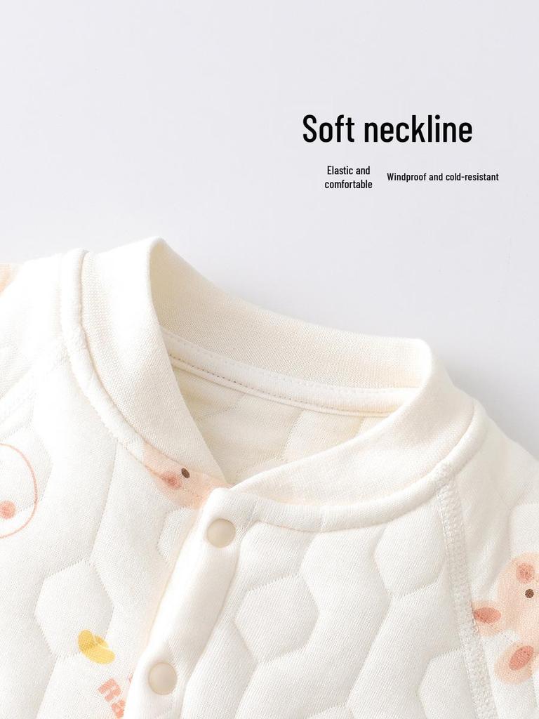 Quilted Baby Romper - Warm Air Cotton Winter Onesie for Newborns