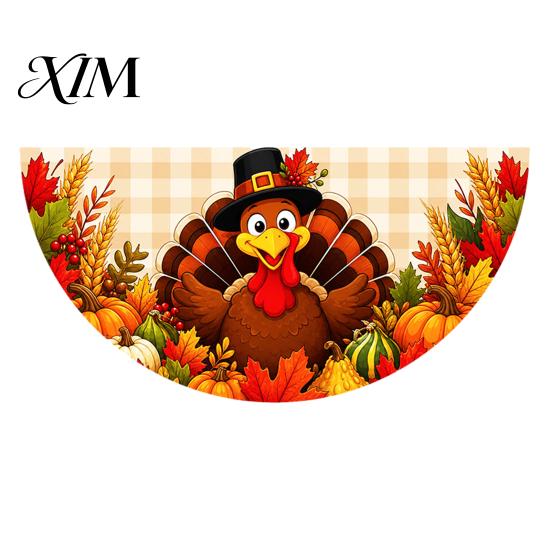 Autumn Garden Decor Fall Bunting Fan Flag for Outside, 1.5 X 3ft Turkey Pumpkin Maple Harvest Theme Yard Decorations Leaf Pattern Hanging Banner,