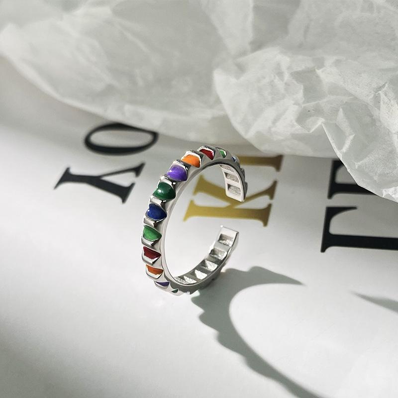 Chic Style Ins Colorful Drip Glaze Copper Ring For Women Elegant And Jewelry Versatile