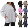 Fleece Thickened Pocket Sweater Women, Loose Round Neck Clothes In Autumn and Winter