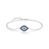 MODIAN 925 Silver Vintage Blue & Clear Zirconia Eyes Bracelet Stackable Vacation Link Chain Bracelets For Women Jewelry