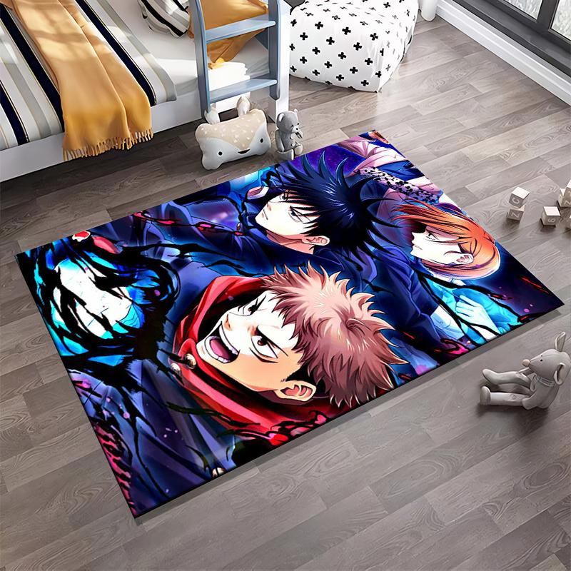 Anime Style Carpet with Vibrant Characters in Dynamic Action Scene Suitable for use as an anti-slip for living room bedroom sofas