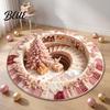 Washable Round Area Rug 3D Optical Illusion Christmas Rug, Cute Santa Claus Crystal Velvet Floor Mat, Non Slip Decor Vivid Printed Circular Carpet for