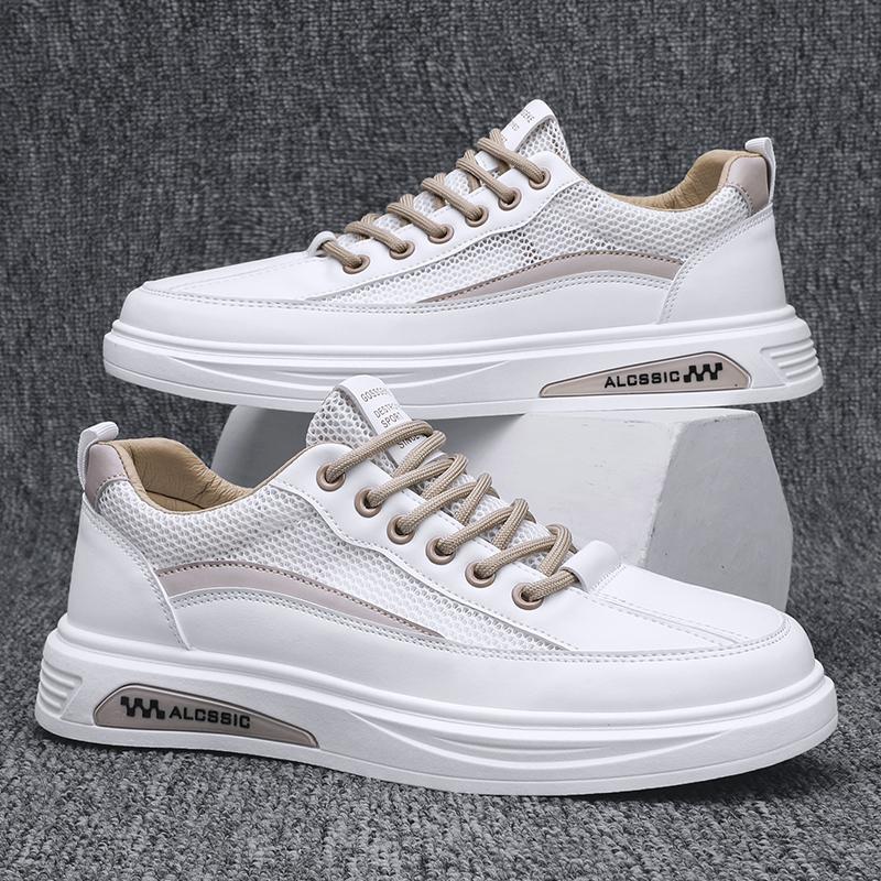 Fashion 2025 Men's New Spring Summer Mesh Shoes Casual Sports Shoes Soft Bottom round Toe Flat Heel Breathable White Trendy Shoes