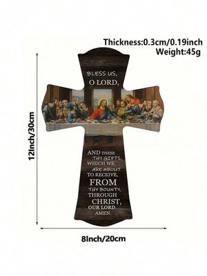 1pc Cross Wall Sign, Wooden Plaque, Solid Wood Decorative Cross, Two Styles, Suitable for Bedroom, Living Room, Kitchen, Home De