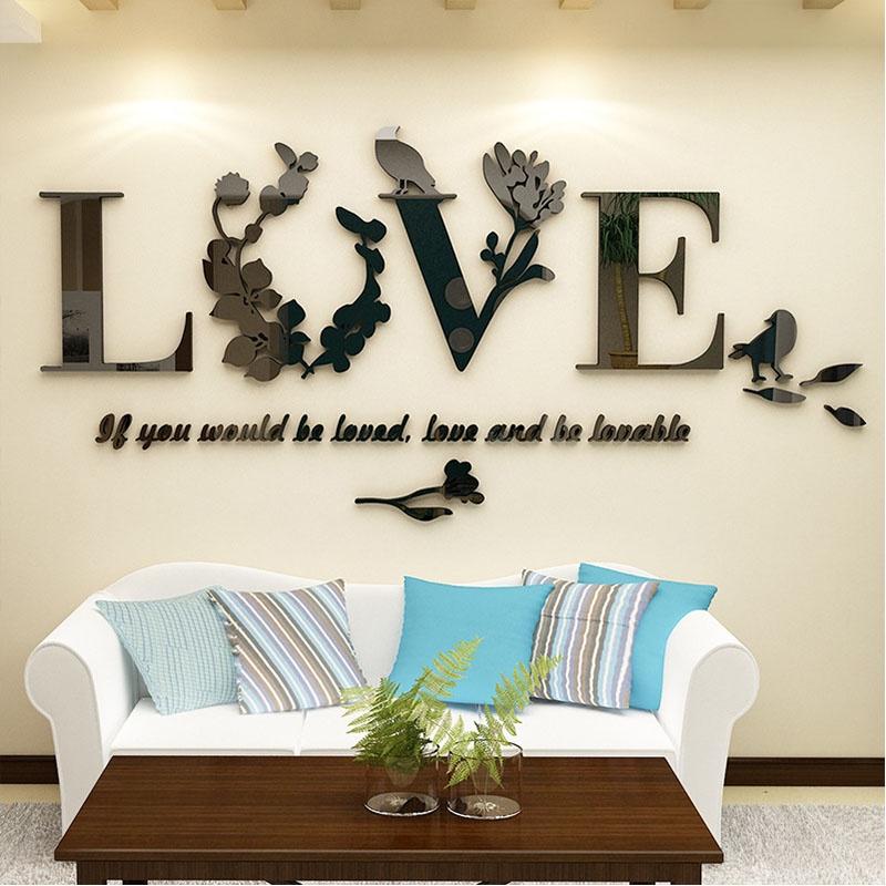 

Versatile And Timeless Home Decor 3d Mirror Love Wall Stickers For Any Room чорний