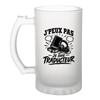 Chope De Bière - PLANETEE - J'peux Pas Minimaliste - 470 Ml - Verre Trempé Givré - Anse Recto-verso
