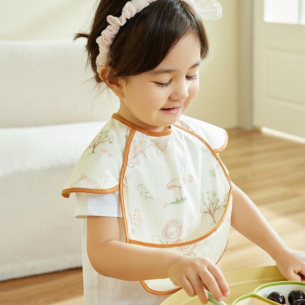 Cartoon Print Baby Bibs Oil Proof Drawing Apron Simple Feeding Bib  for 0-3 Years