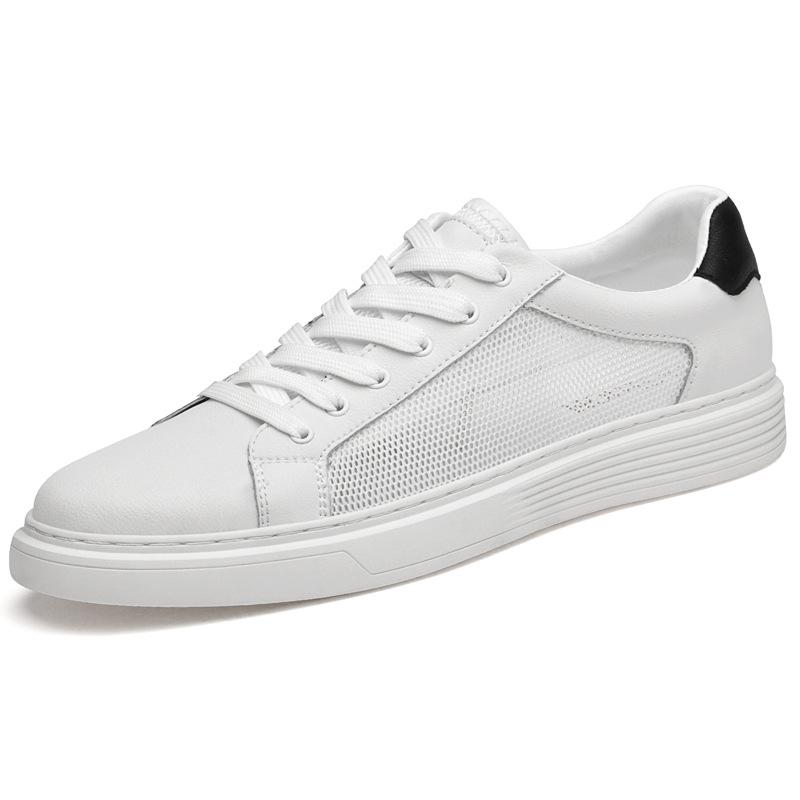 Little white shoes men's cowhide shoes flat-soled lace-up soft cowhide casual sports shoes men's simple and versatile low-top board shoes men