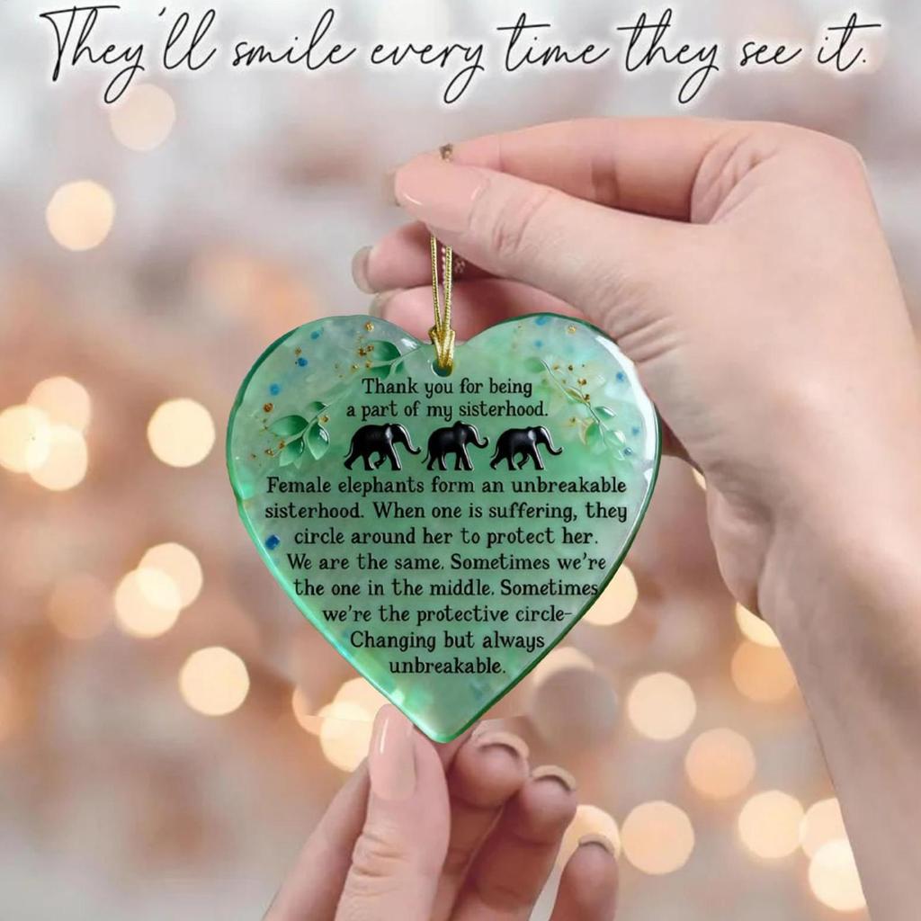 Elephant Sisterhood Ornament Heart Shaped Friend Keepsake Christmas Sisterhood Ornament For Friends Girls Women Family