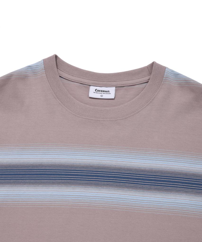 COVERNAT Gradient Stripe T-Shirt Beige