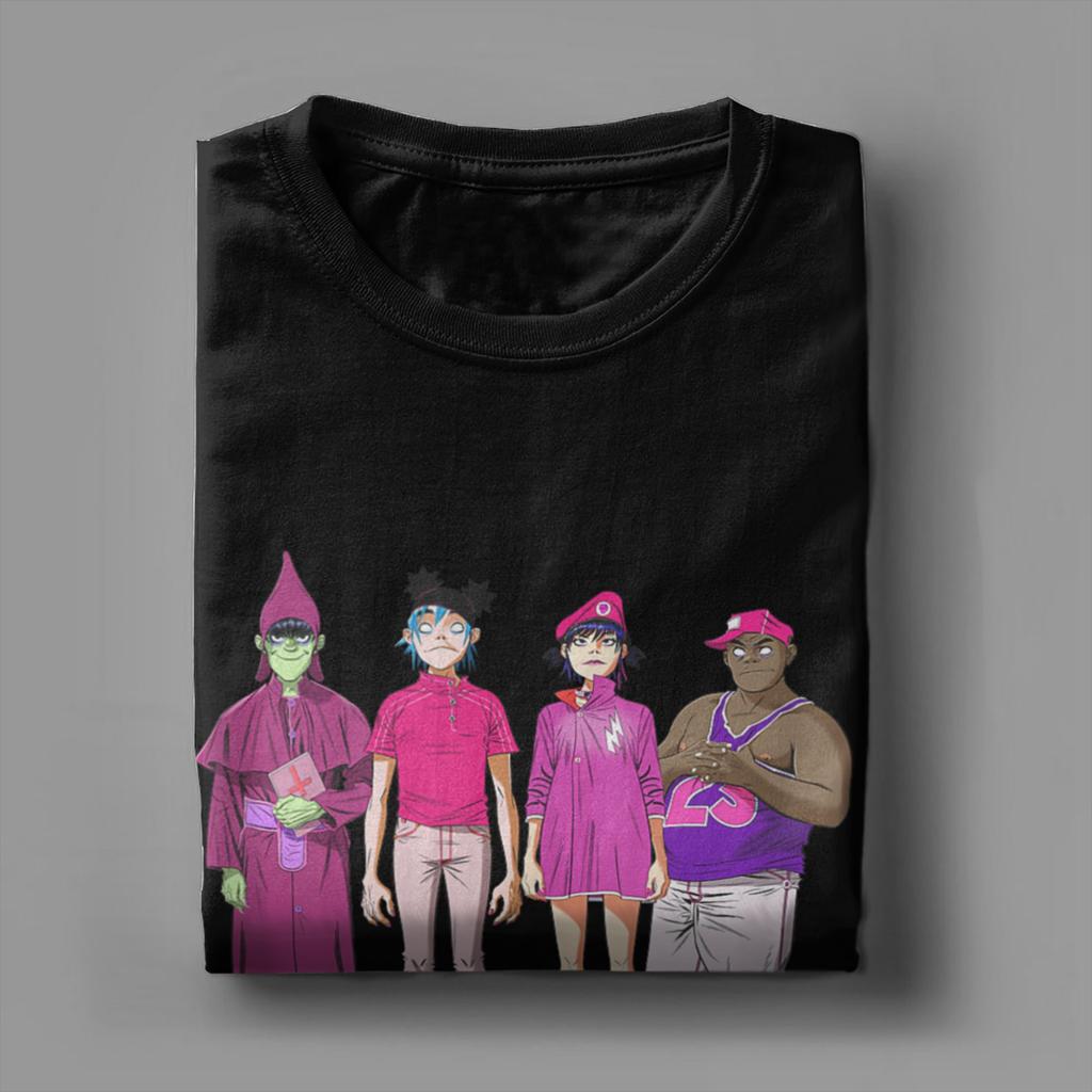 Men Gorillaz Cracker Island Group T Shirt  Pure Cotton Clothes Fun Short Sleeve Round Neck Tee Shirt Gift Idea T-Shirt