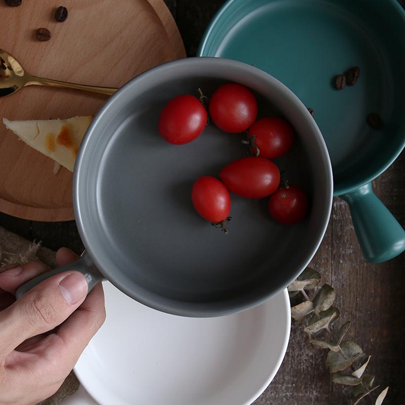 Rice Bowl Nordic Wind Belt Handle Baking  Pasta Plate Simple Home Tableware Soup  Salad  Kitchen Supplies