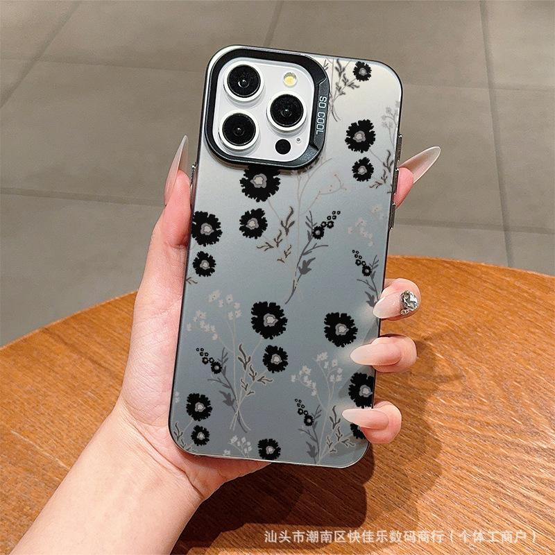 New floral IMD mobile phone case for Apple 16Pro niche iPhone15 colored silver 13/12/11 art 14