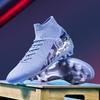High-Cut Football Cleats Men Boys Teens Students TPU Rubber Outsole TF Studs Training Match Shoes