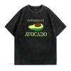 Mens Powered By Avocado T Shirt Funny V3 Black vintage Washed streetwear Breathable homme Top For Everyday Wear Comfortable