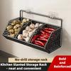 Kitchen Storage Shelf Wall Mounted Bathroom Organizer Basket No Drill Adhesive Mount Rack for Vegetable Fruit Drain Baskets