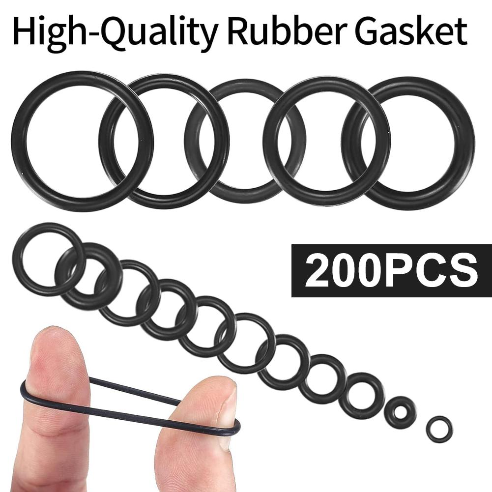 200 Stück Gummi-O-Ring-Set Dichtungen in Box Dichtband Elastisches Band O-Gummi-Ringe Set Wasserdichte Dichtungen Dichtungs-Kombinationsset