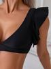 Women's High Waist Ruffled Triangle Bikini Set - Solid Color Swimsuit