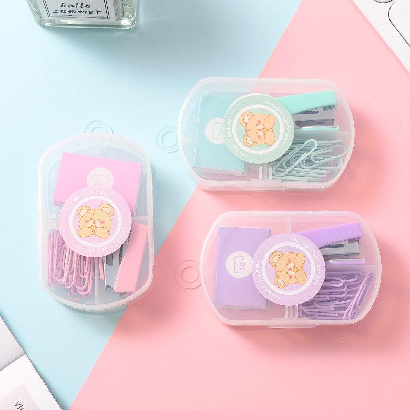 Macaron Color Mini Stapler Set - Cute and Convenient Stationery for Students