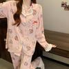 Birthday Arty Soft Cute Dog Cartoon Imitation Cotton Suit Pink Pajamas Women's Spring Loungewear Long Sleeves Trousers