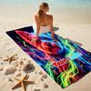 1PC Custom Name Neon Yorkie Cityscape Beach Towel Highly Absorbent And Sand-Resistant Towel for Swimming, Pool, Yoga, And Travel Lightweight