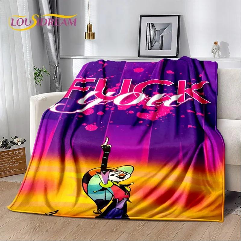 Cartoon H-Helluva Boss Blitzo H-Hazbin Hotel Soft Flannel Blanket for Bed Bedroom Sofa Picnic,Throw Blanket for Outdoors Leisure
