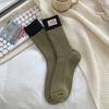 Cotton Knitting Women Socks Fashion Harajuku Retro Lady Girls Plush Thick Long Socks Autumn Winter Solid Color Casual Keep Warm