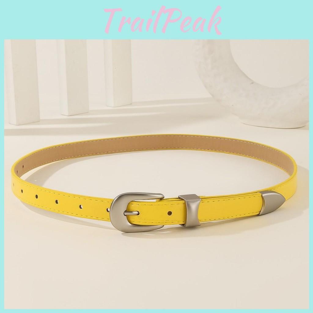 Simple Solid Color Metal Buckle Decoration Women Casual Belt For Use Daily