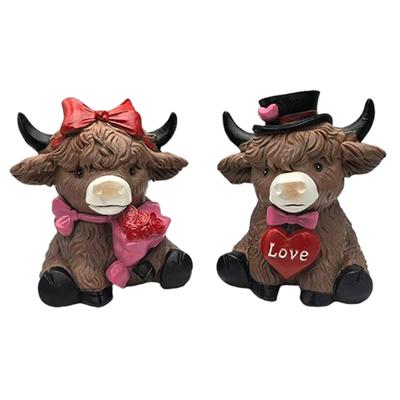 New Valentine's Day Calf Holding Gift Flower Statue Home Desktop Decoration Decoration