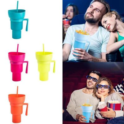 Bicchiere da stadio per bevande con ciotola per snack. Tazza per snack 2 in 1 con