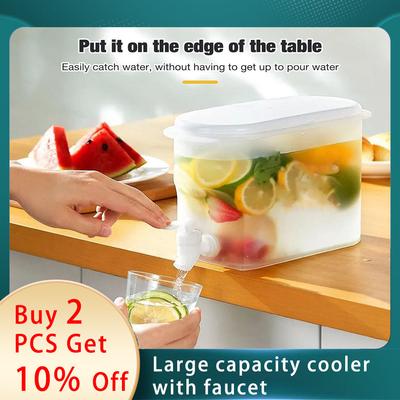 Large Capacity Cooler Bucket With Faucet Cold Water Kettle Drink Dispenser Refrigerator Drink Dispenser 3.5L Fruit Juice Kettle