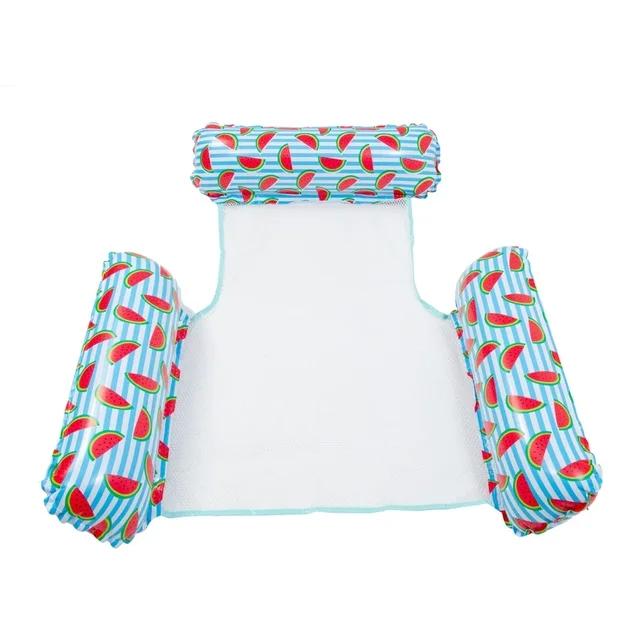 Summer Swim Inflatable Floating Water Mattresses Hammock Stripe Lounge Chairs Pool Water Sports Toys Floating Mat Pool Toys Kids