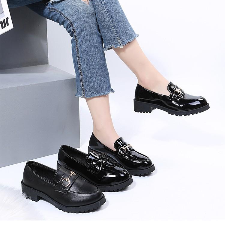 2025 new British style black small leather shoes accessories light mouth versatile casual trend single shoes women loafers women