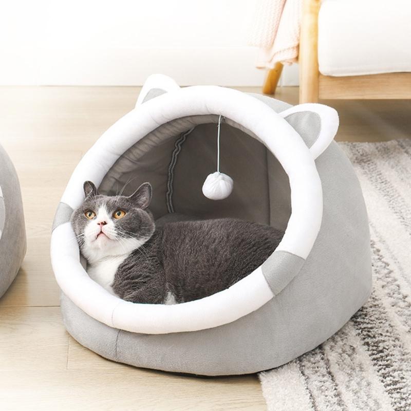 Plush Cat Bed Kitten Sleeping Bed Small Dog Nest Pet Winter Sleeping Cushion Anti-Scratching Bedding Pet Cat Supplies
