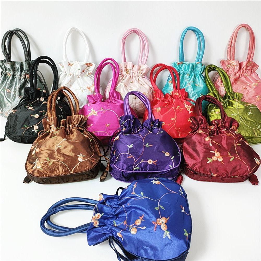 Casual Money Bags Cosmetic Bag Ethnic Style Small Storage Bags Hanfu Drawstrings Bags Jewerly Packing Bag Women Flower Handbags