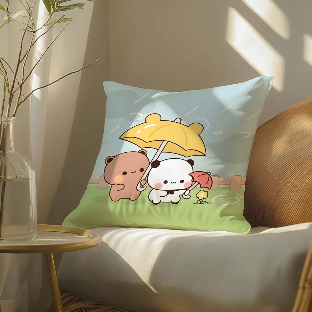 Popular Lovely Cartoon Bubu  Dudu Cute 2 Cushion Cover Silky elegant Comfort Sofa Bed Invisible zipper Beach pillowcase