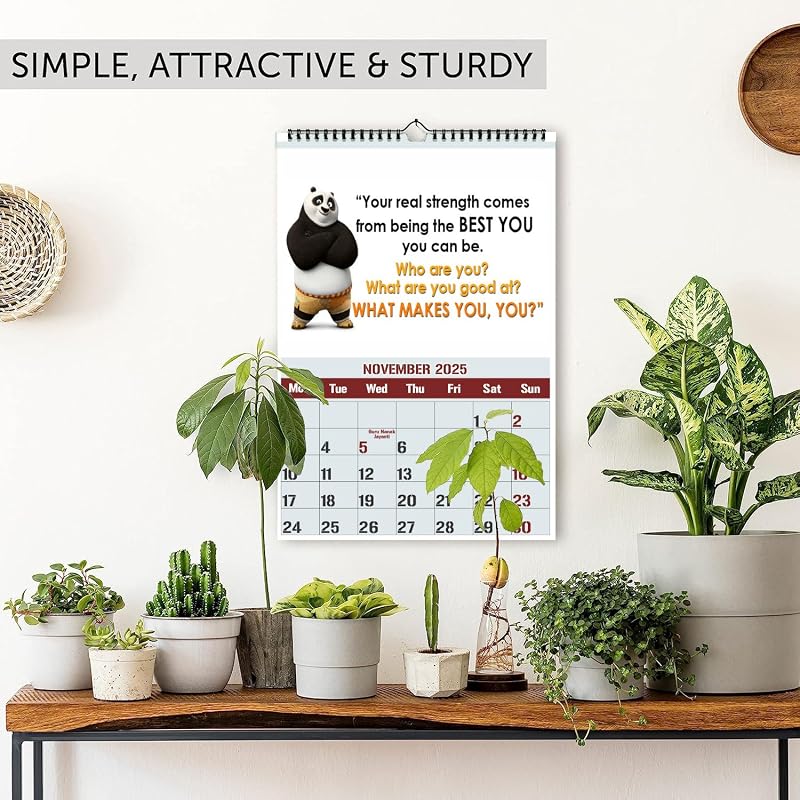 Accuprints 2025 Panda Wall Hanging Calendar And Planner (12 X 18 Inches) Paper -130 Gsm