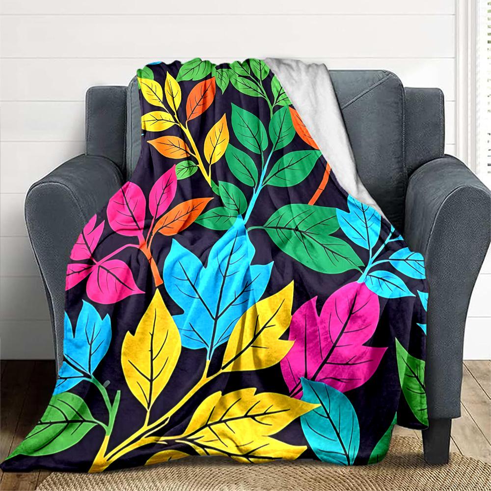 1pc Colorful Leaves Pattern Blanket Warm, Cozy, And Soft, Suitable for Sofas, Beds, Cars, And Office Use.Perfect for Camping And Travel, Making It a G