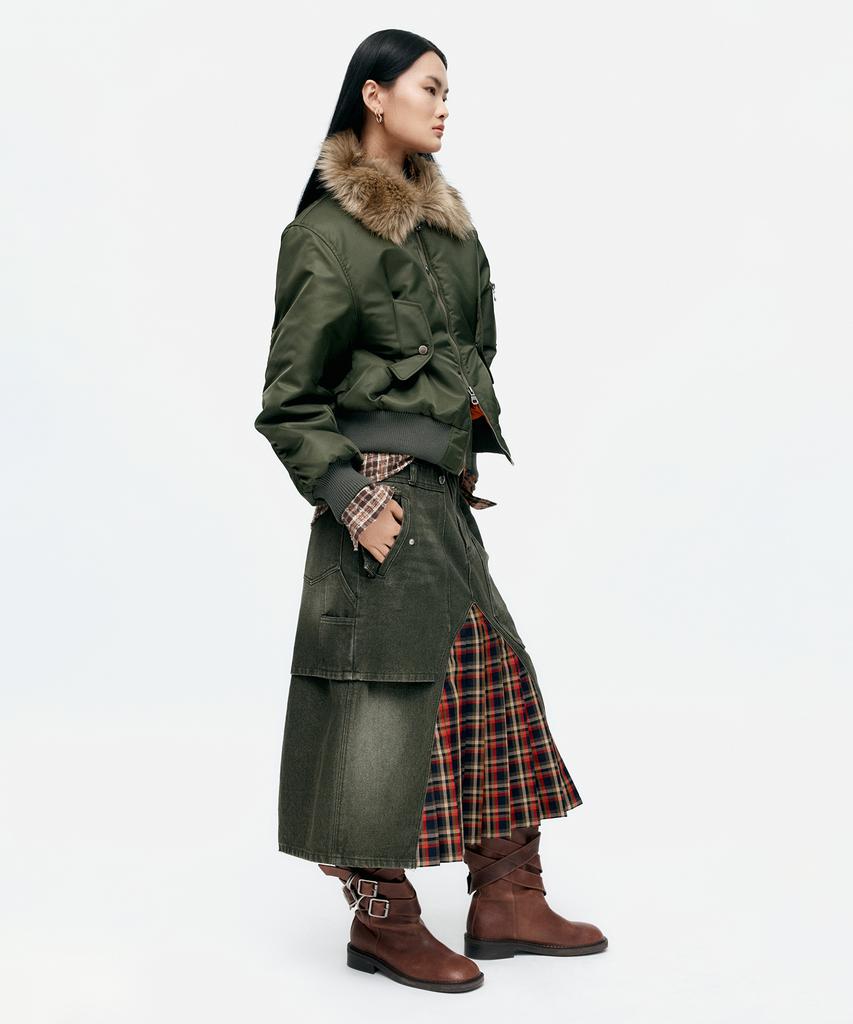 Andersson Bell Raptor Layered Pleats Skirt Apa860W(Washed Green)