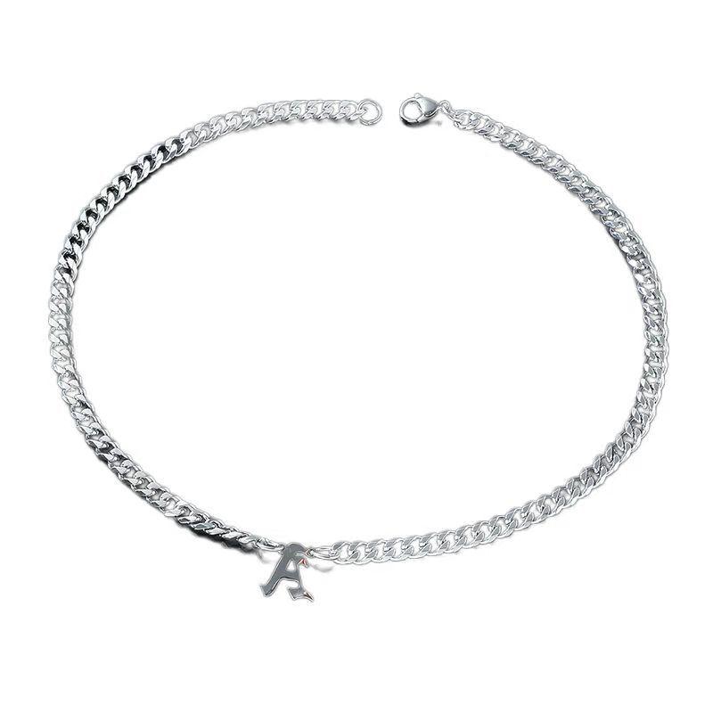 Stainless Steel English Letter Pendant Cuban Necklace - Hip-Hop Trend