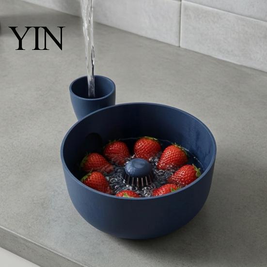 Easy Clean Fruitkom Berry Swirl Wasbak, 3D Geprint Vortex Fruitreiniger Zeef met Keukengadget voor Uitgietuitloop, Holle Afvoer