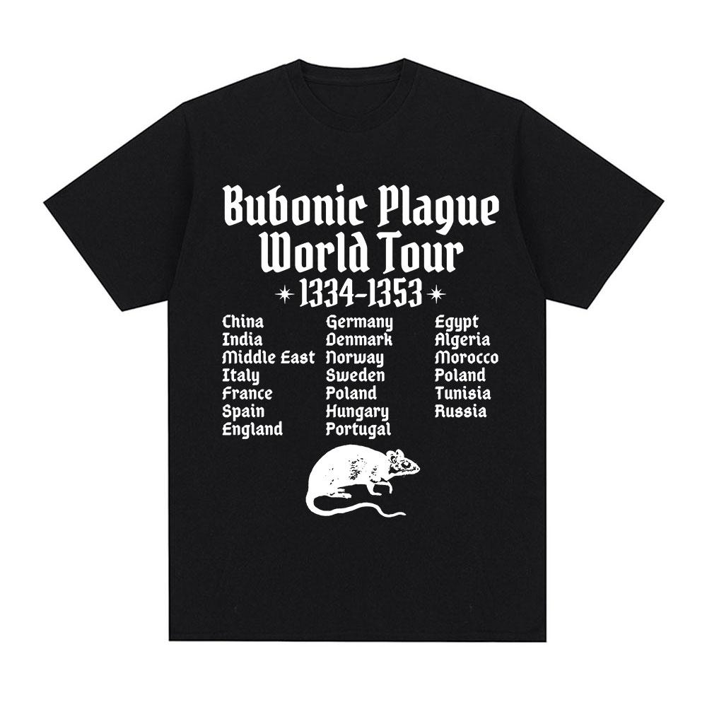Bubonic Plague World Tour T-shirt Men Women Funny Mouse Rat Meme Gothic T Shirt Vintage Casual Oversized T Shirts Streetwear